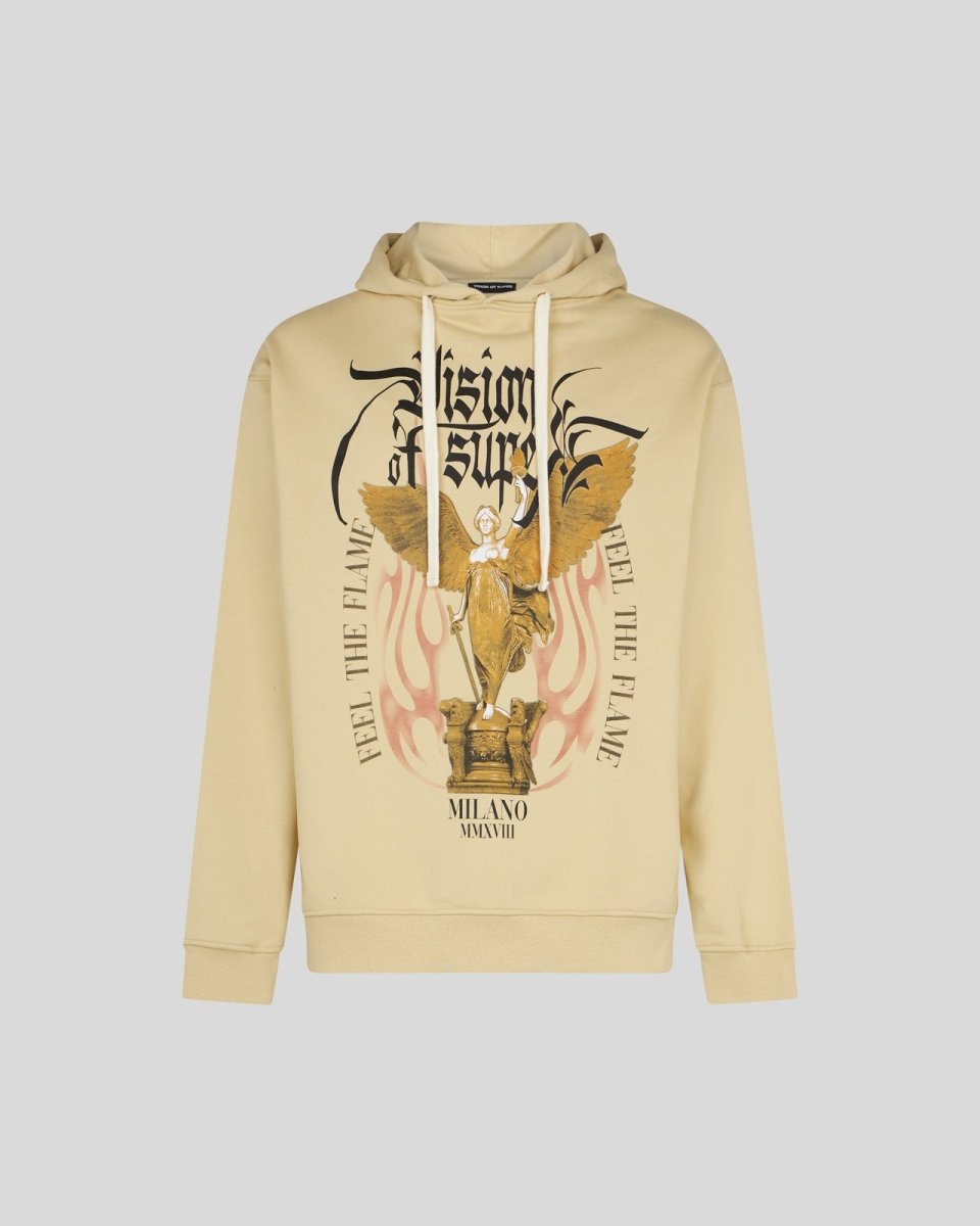 SAND HOODIE WITH ANGEL STATUE GRAPHICS