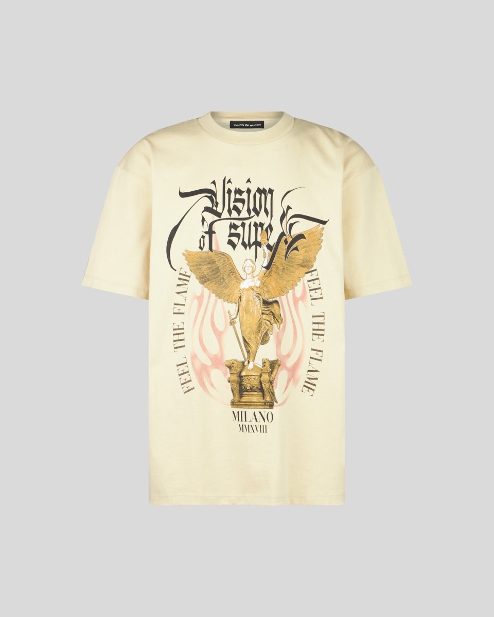 SAND T-SHIRT WITH ANGEL STATUE GRAPHICS