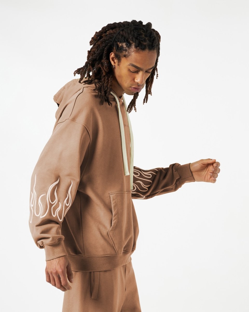 Terracotta Hoodie with Embroidery Flames - Vision of Super