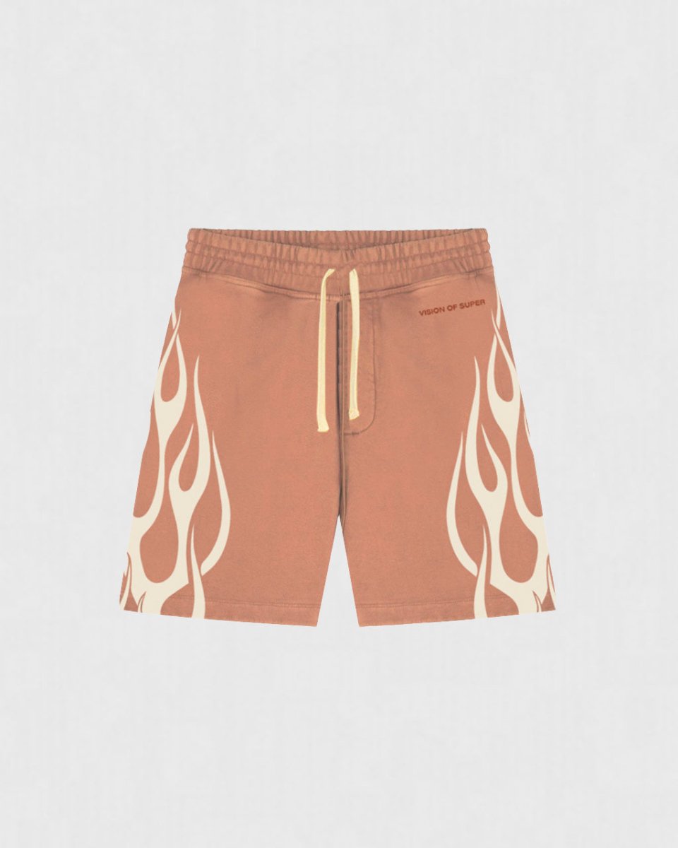 Terracotta Shorts with White Flames - Vision of Super