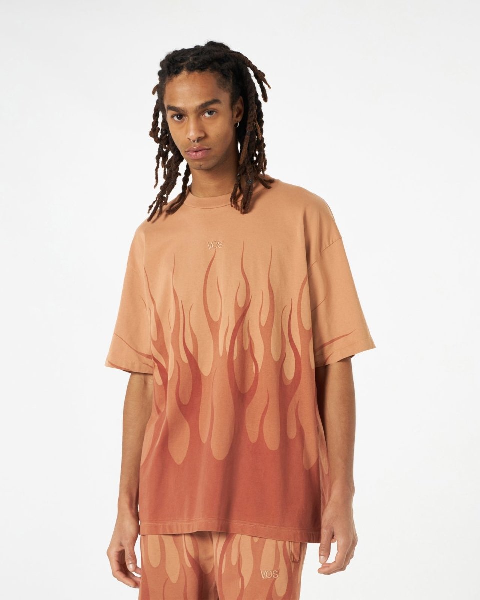 Terracotta T-shirt with Double Flames - Vision of Super