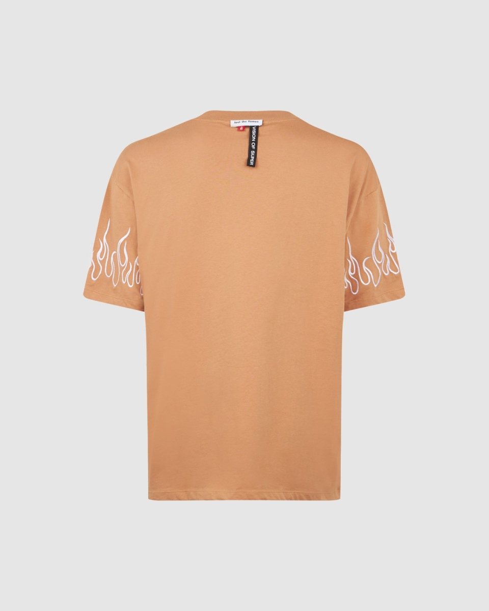 Terracotta T-shirt with Embroidery Flames - Vision of Super
