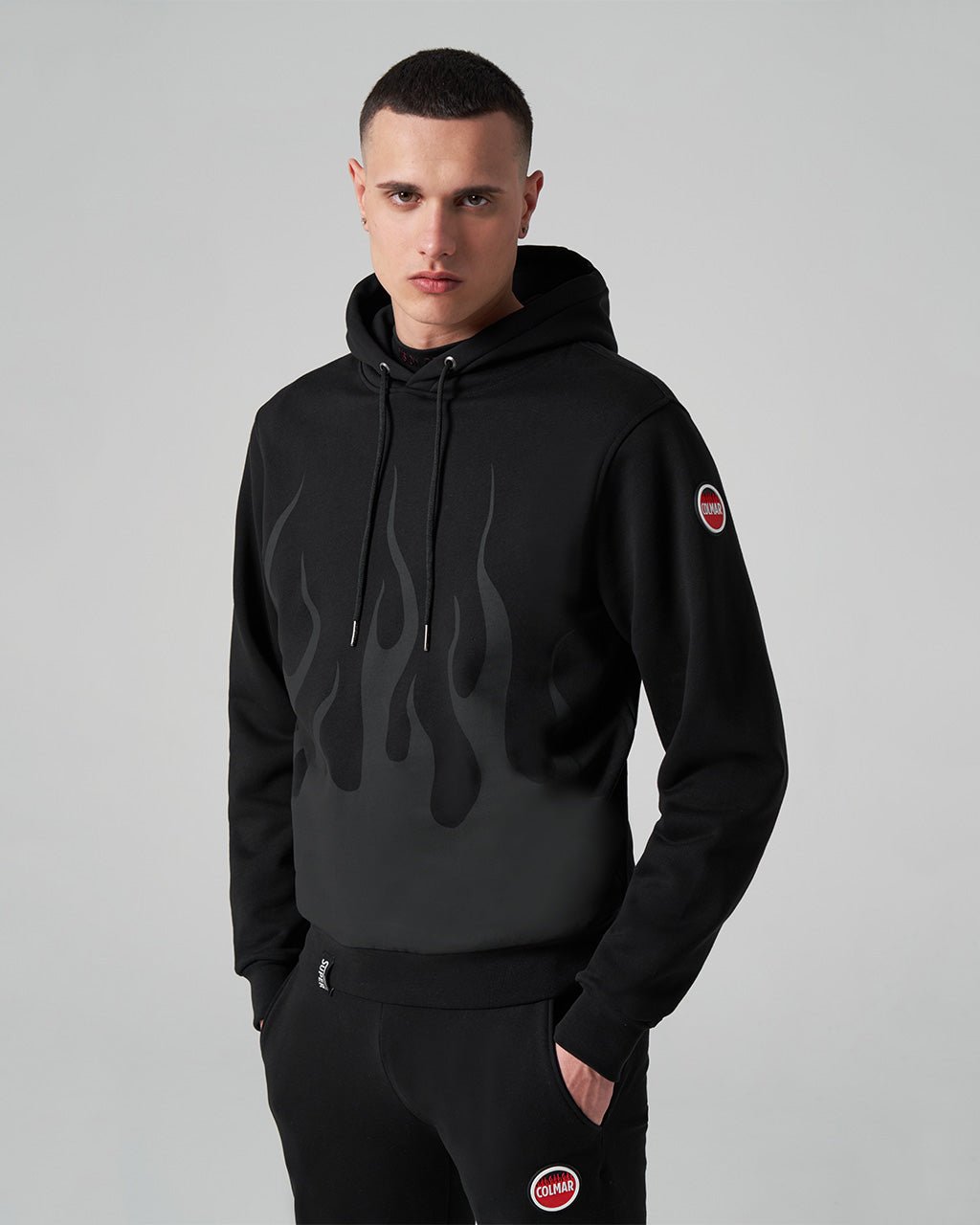 VOS x Colmar black flames hoodie - Vision of Super | VOS