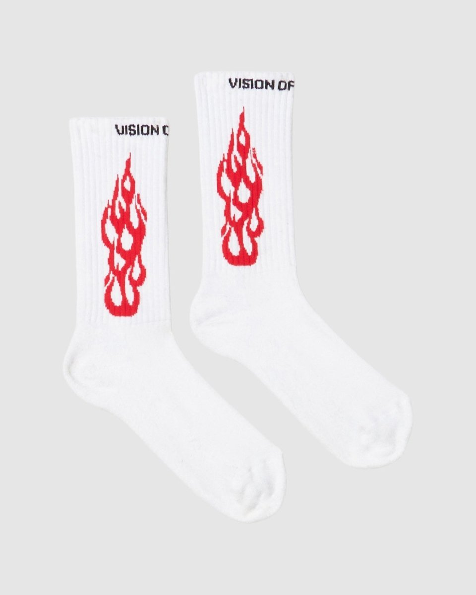 White Socks with Red Tribal Flames - Vision of Super