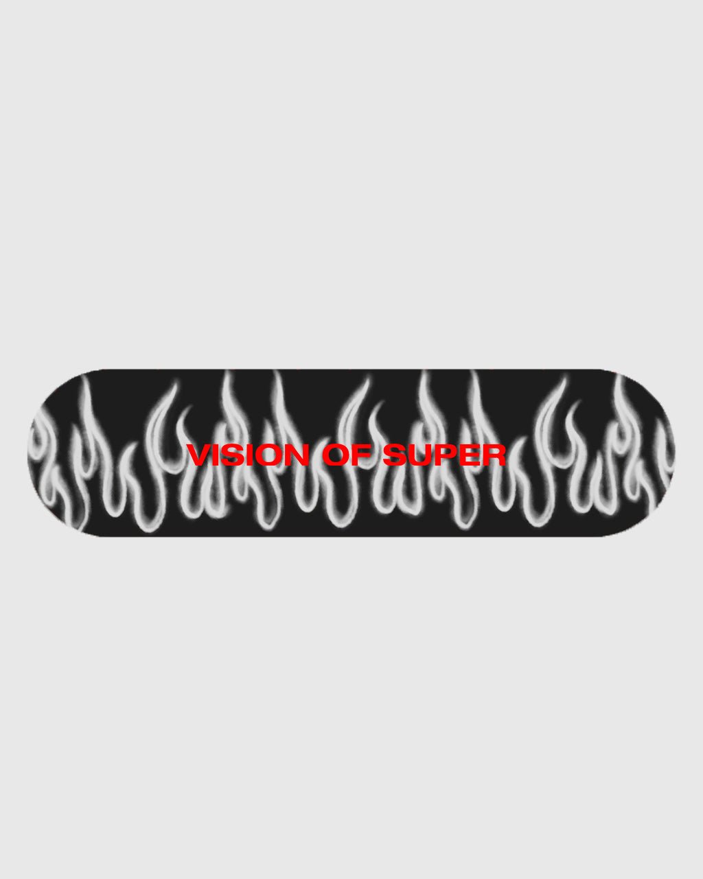 BLACK SKATEBOARD WITH WHITE SPRAY FLAMES