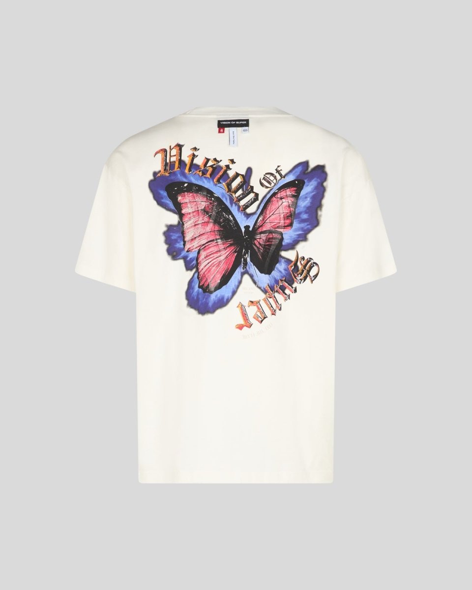 WHITE T-SHIRT WITH BUTTERFLY GRAPHICS