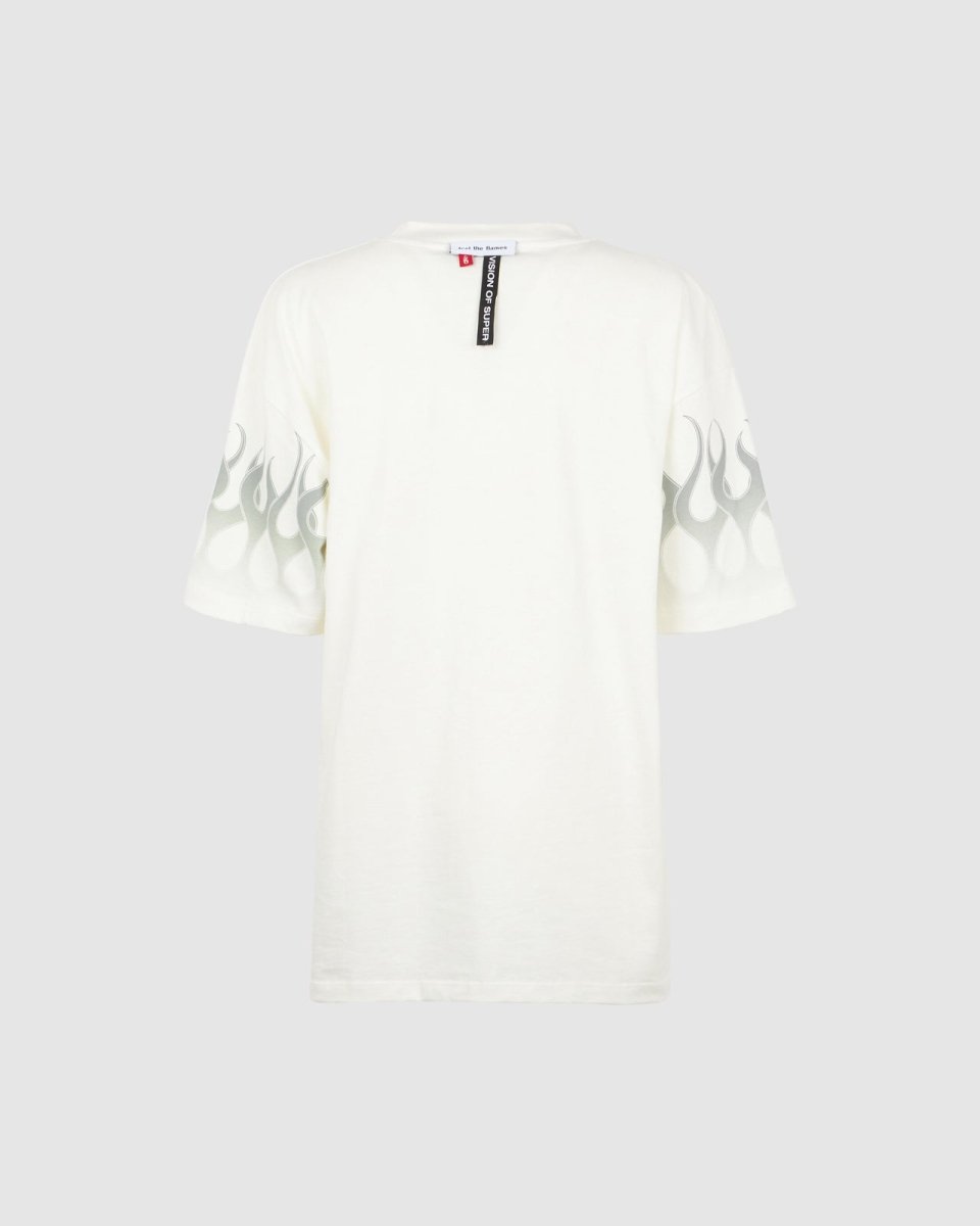 White T-shirt with Grey Flames - Vision of Super