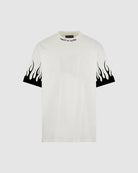 WHITE T-SHIRT WITH PRINTED BLACK FLAMES - Vision of Super