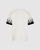 WHITE T-SHIRT WITH PRINTED BLACK FLAMES - Vision of Super