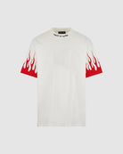 WHITE T-SHIRT WITH PRINTED RED FLAMES - Vision of Super