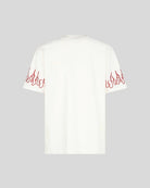 WHITE T-SHIRT WITH RED EMBROIDERED FLAMES - Vision of Super