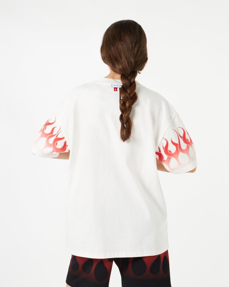 White T-shirt with Red Flames