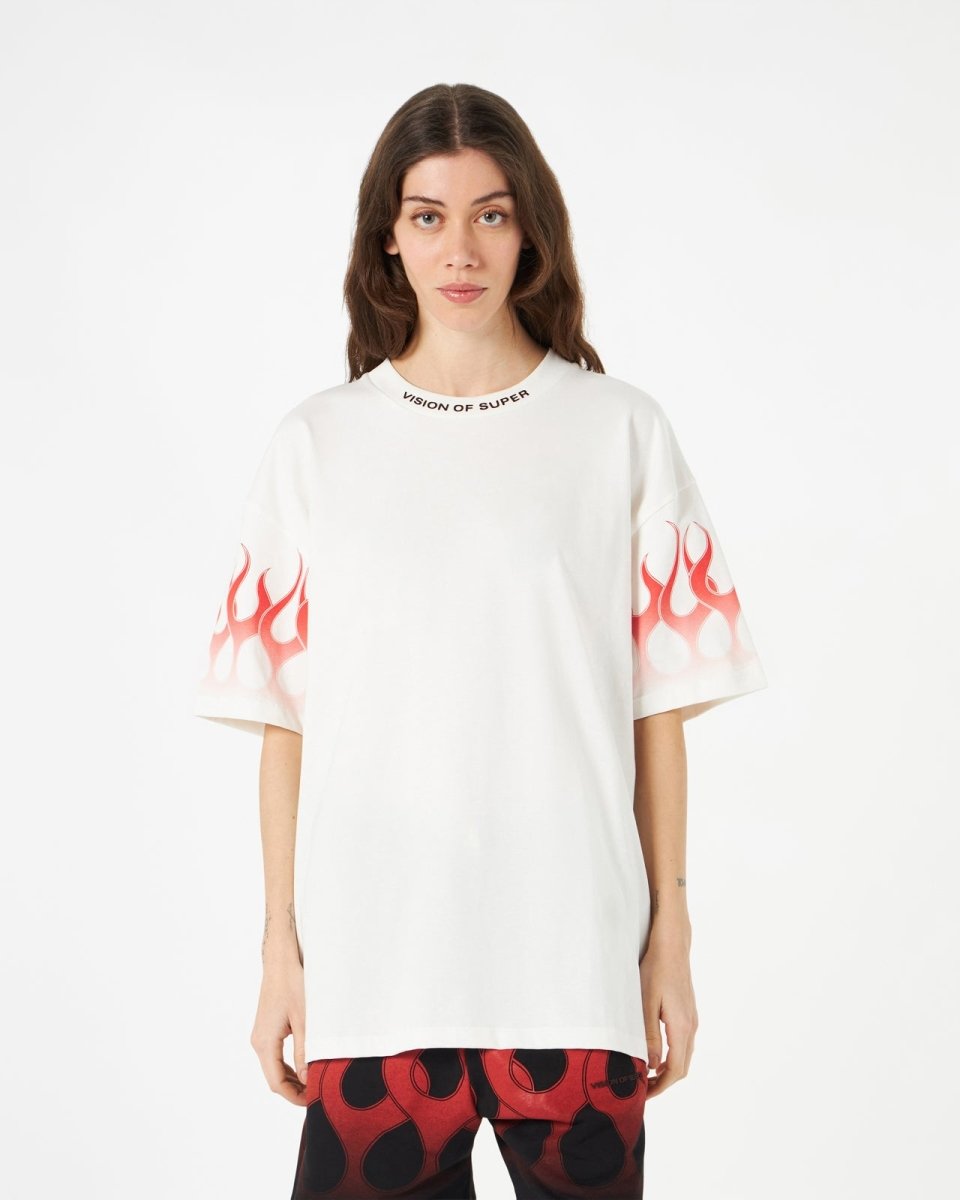 White T-shirt with Red Flames - Vision of Super