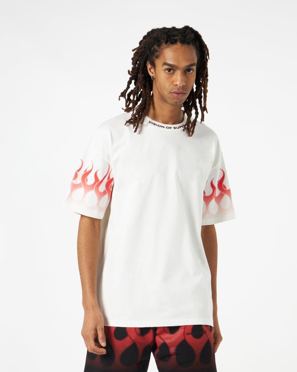 White T-shirt with Red Flames - Vision of Super