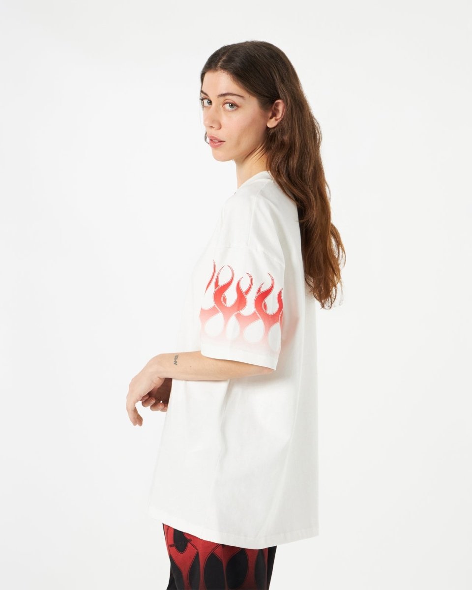 White T-shirt with Red Flames