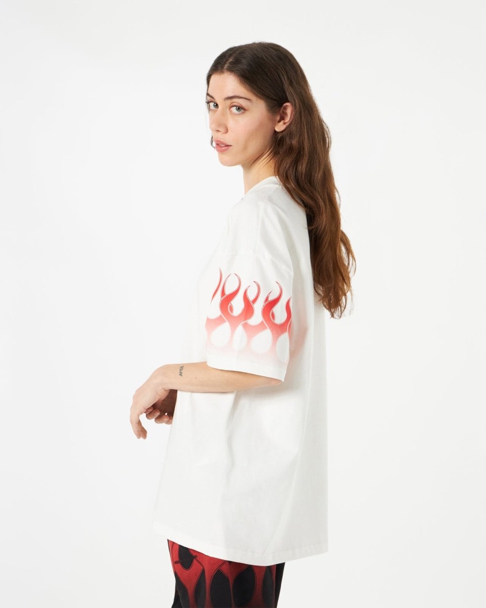 White T-shirt with Red Flames - Vision of Super