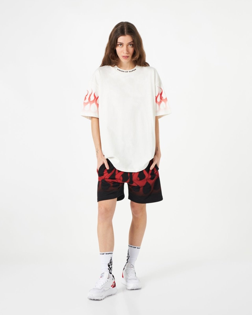 White T-shirt with Red Flames - Vision of Super