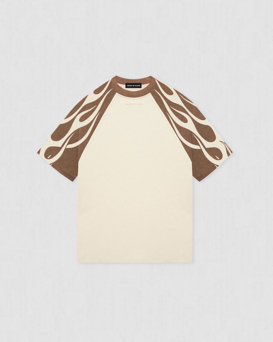 White T-shirt with Terracotta Flames