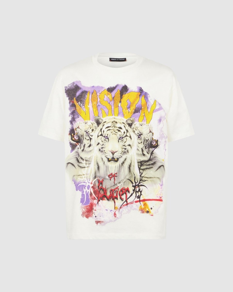 White T-shirt with Tiger Print - Vision of Super