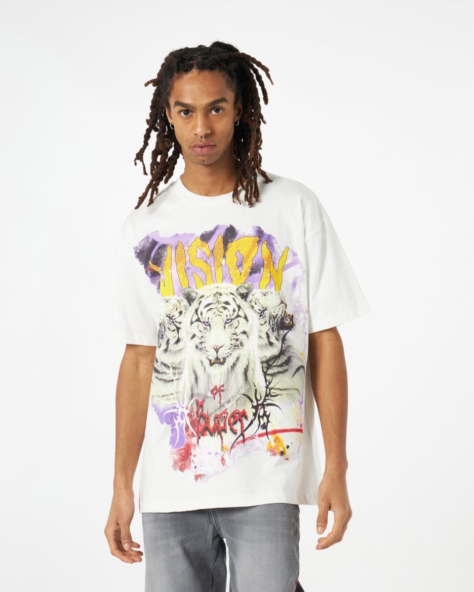 White T-shirt with Tiger Print
